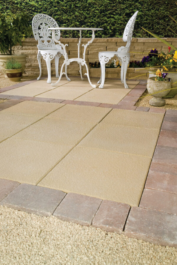 Patio area paved with thakeham sussex slabs