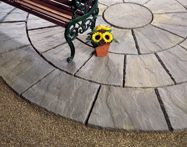 Thakeham flag stone paving circle with bench
